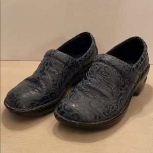 B.O.C. Blue Leather Clogs